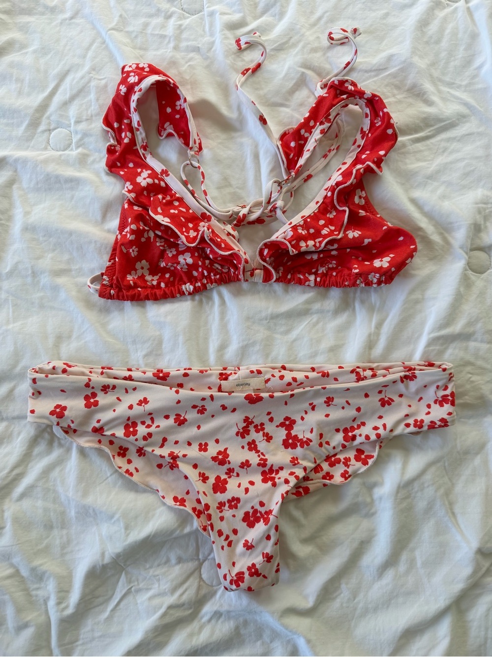 Red & White Floral Two-Piece Bikini